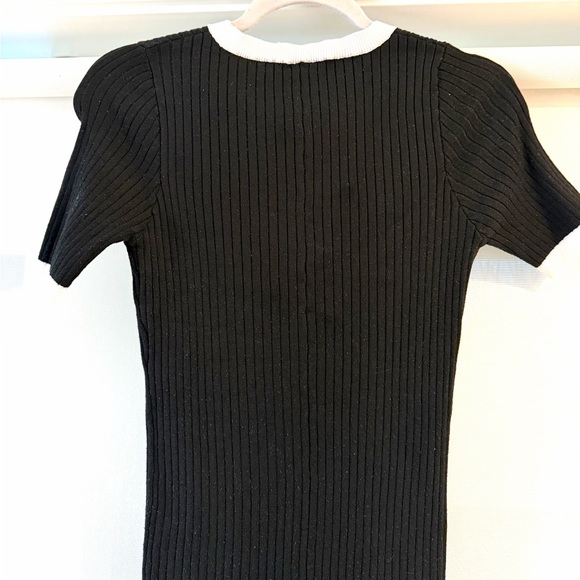 Free People Black Textured Knit Romper with White Trim - Picture 5 of 13